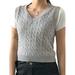Women's V Neck Sleeveless Argyle Sweater Knitted Vest Slim Fit Ribbed Tank Crop Top Spring Fall Winter Kitwear