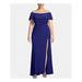 XSCAPE Womens Blue Ruched Off Shoulder Maxi Evening Dress Size 22W