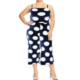 MOA COLLECTION Women's Wide Leg Big Polka Dot Plus Size Cami Overalls Square Neck Romper Jumpsuit