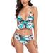 UKAP Slimming Womens Bikini Set, Floral Beachwear Swimsuits Sexy Ladies Ruffle Tankini Set Padded Twist Front Swimming Costumes,Two Piece