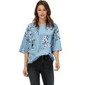 ellos Women's Plus Size Relaxed Wide Sleeve Blouse Shirt