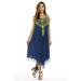 Riviera Sun Dress / Dresses for Women (Medium Denim with Yellow Embroidery, 1X)