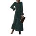 Avamo Flare Sleeve Flowy Party Maxi Dress Tunic Shirt Dress For Lady Polka Dot Ruffle Hem Sundress Womens Elegant Floral Pleated Empire Waist Dress Tunic Dress