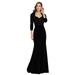 Ever-Pretty Womens Vintage 3/4 Sleeves Velvet Sequins Formal Dresses Fishtail Bodycon Cocktail Party Gown 00379 Black US4