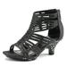 DREAM PAIRS Girls 1.5inch Fashion Low Heels Zipper Ankle Pump Sandals Wedding Dress Sandals SWEETY-1 BLACK Size 10