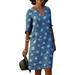 Women's Casual V Neck Polka Dot T Shirt Dress Summer Plus Size Sundress Holiday