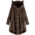 Female Faux Fur Coat Winter Warm Shearling Shaggy Jackets Button Tops for Women with Pockets
