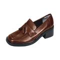PEERAGE Rhona Women's Wide Width Slip-On Casual Tassel Leather Shoes BROWN 9.5