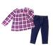 Carters Baby Girls Size 6 Months 2-Piece Top & Leggings Set, Blue/Pink/White