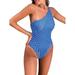 Bowanadacles Women One-Piece Padded One Shoulder High Waist Swimsuits for Beachwear