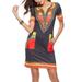 UKAP Women Casual Dress Bohemian V Neck Vintage Printed Ethnic Style Summer Color Block Shift Dress Beach Sundress