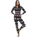 Rocky Christmas Thermal Underwear for Women Fleece Lined Thermals Women's Base Layer Long John Set (Christmas Design - Midweight - Large)