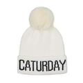 Hatphile Soft Knit Hat Beanie Toque Faux Fur Pom Large, Caturday White Hat White Pom