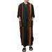 UKAP Mens Muslim Robe Colorful Striped Long Style Shirt Caftan Long Sleeve Robes Casual Loose Sleepwear Pajamas