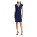 RALPH LAUREN Womens Navy Short Sleeve V Neck Above The Knee Sheath Party Dress Size 12