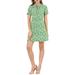 Allegra K Junior's Floral Ruffled Tie Neck Puff Sleeve Flare Mini dress