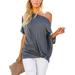 Half Sleeve T Shirt for Women Casual Solid Color Tie Front Top Sexy Cold Shoulder Shirt Blouse Tunic Shirts Tops