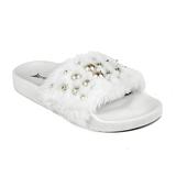 Nature Breeze Fluf-8 Faux Fur Slide Sandal in White