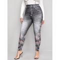 Women's Plus Size Floral Print High Waisted Jeggings