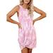 Ma&Baby Women Tie Dye Tank Sleeveless Sun Dresses Pajama Sleep Shirt Dress