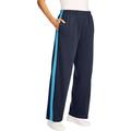 Woman Within Women's Plus Size Side Stripe Cotton French Terry Straight-Leg Pant - 12, Navy Paradise Blue