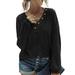 Long-sleeved T-shirt V-neck Knitted Blouse Top for Women