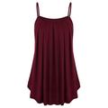 Summer Beach Tank Tops for Women Sleeveless Pleated Spaghetti Strap Cami Vest Ladies Plus Size Tunic Blouses