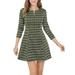 Allegra K Junior's Plaid Zip Front Long Sleeve A-line Mini Dress