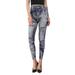 Lumento Women High Waist Jeans Denim Printed Leggings Skinny Seamless Stretchy Skinny Pencil Pants Navy Blue S