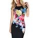 Women Elegant Floral Printed Ruched Cap Sleeve Ruffle Party Dress