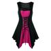 Women Punk Gothic Sleeveless Lace Up Corset Retro Party Cosplay Mini Dress Plus Size