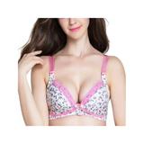 VICOODA Women Maternity Wire Free Bras Front Closure Floral Lace Push Up Nursing Bras B Cup