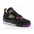Air Jordan 4 Retro 30th GG Big Kids Shoes Black/Fuchsia Flash-Liquid Lime-White 705344-027