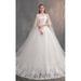 Wedding Dress With Long Cap Lace Wedding Gown With Long Train Embroidery Color: off white floor, US Size: 10