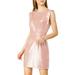 Allegra K Women's Glitter Party Cocktail Short Sleeve Mini Metallic Dress