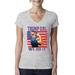 Trump Girl We Did It Rosie Riveter Womens Political Slim Fit Junior V-Neck Tee, Heather Grey, 2XL