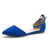 Dream Pairs Women's Ankle Strap Flat Shoes Ballerina Ballet Shoes Pointed Toe Flat Shoes Flapointed-New Royal/Blue Size 7.5