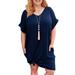 UKAP Women Dress Short Sleeve V Neck Tieing Hem Tops Dresses Ladies Plus Size Summer Casual Loose A-Line Dress Sundress