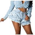 Mnycxen Womens Casual Jean Shorts Fashion Women's Casual Frayed Denim Shorts Frayed Hem Ripped Jeans Hot Shorts