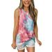 Summer Women Plus Size Tank Top Sleeveless Tie Dye Vest Camis Ladies Casual Tie Knot Beach Tee Shirt Blouse S-5XL