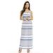 Just Love Sleeveless Stripe Maxi Dress / Summer Dresses (Heathered Chambray / Oatmeal, Small)