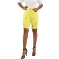 Solid Color Candy Color Ripped Denim Shorts Womens Mid Waist Slim Fit Bermuda Shorts Jeans