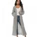 Women Irregular Split Large Pocket Thickened Sweater Cardigan Plus Size Long Sleeve Loose Asymmetrical Sweater Gray L Size