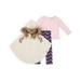 Faux Fur Trim Hooded Cable Knit Poncho Cape, Long Sleeve Top & Leggings, 3pc Outfit Set (Baby Girls & Toddler Girls)