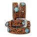 Men's Western Floral Tooled Turquoise Leather Belt 2656RS