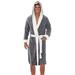 QQtangYA Men'S Winter Plush Lengthened Shawl Bathrobe Home Clothes Long Sleeved Robe Coat