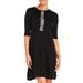 Betsey Johnson Elbow Sleeve Sweater Dress with Lace Detail Black Small