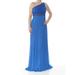 ADRIANNA PAPELL Womens Blue Embellished Sleeveless Asymmetrical Neckline Full-Length Empire Waist Evening Dress Size 10