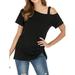 YouLoveIt Women's Shirts Short Sleeve T-shirt Plus Size Casual Off Shoulder T-Shirt Blouse Loose Plus Size Tops Cold Shoulder T Shirts Twist Knot Tunics Tops