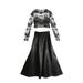 Women Long Formal Evening Prom Dress, Long Lace Cutout Sleeve A Long Skirt